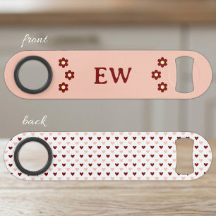 Add initials peach and burgundy bar key