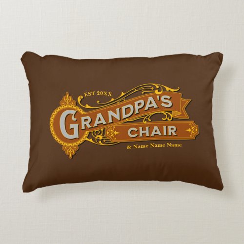 Add Kids Name Date Grandpas Chair _ Grandfather Accent Pillow