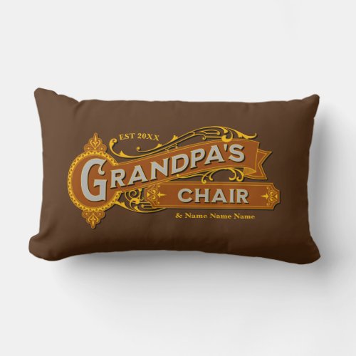 Add Kids Name Date Grandpas Chair _ Grandfather  Lumbar Pillow