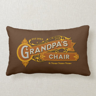 Add Kids Name Date Grandpa's Chair - Grandfather Lumbar Pillow