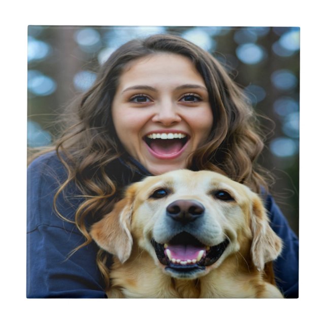 Add Labrador Retriever Photo Personalize Ceramic Tile (Front)