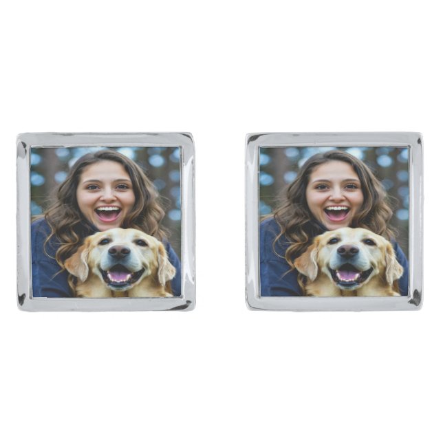 Add Labrador Retriever Photo Personalize Cufflinks (Front)