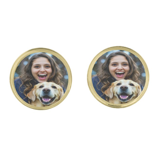 Add Labrador Retriever Photo Personalize Cufflinks (Front)