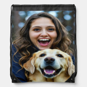 Add Labrador Retriever Photo Personalize Drawstring Bag