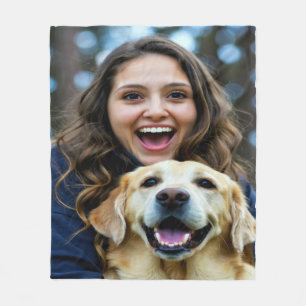 Add Labrador Retriever Photo Personalize Fleece Blanket