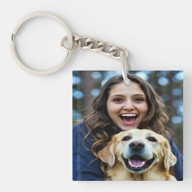 Add Labrador Retriever Photo Personalize Keychain (Front)
