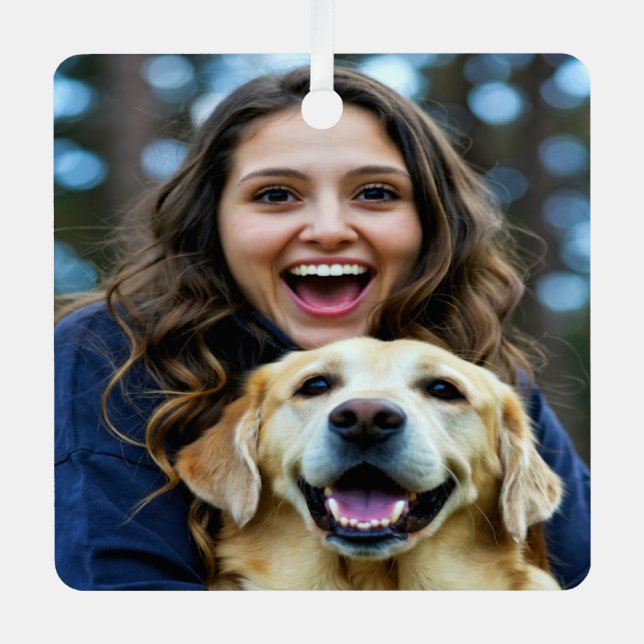 Add Labrador Retriever Photo Personalize Metal Ornament (Front)