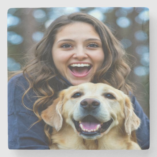 Add Labrador Retriever Photo Personalize Stone Coaster (Front)