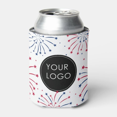 Add Logo 4th of July Business Company Fireworks Can Cooler