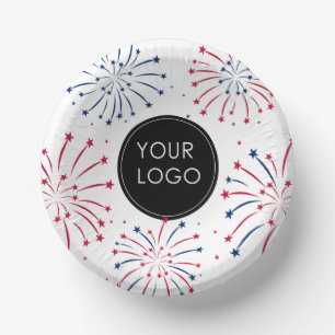 Add Logo 4th of July Business Company Fireworks Paper Bowls