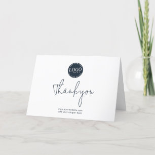 Add Logo and Company Website Business Letterpress Thank You Card