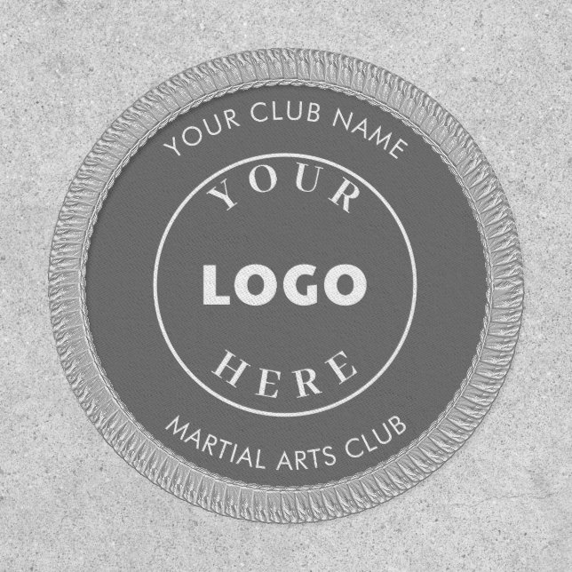 Add Logo and Group Name Gray and White Club Patch (Front)