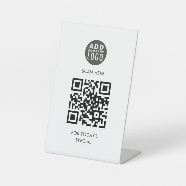 Add Logo and QR Code Menu Special Business Pedestal Sign (Front)