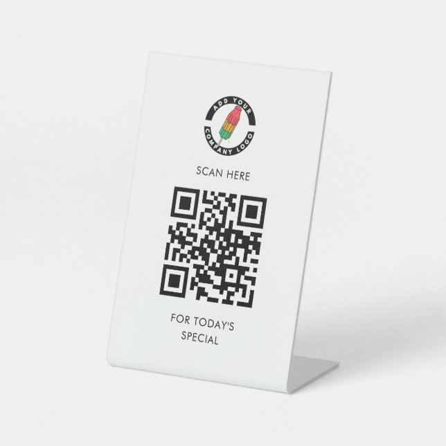 Add Logo and QR Code Special Menu Business Pedestal Sign (Front)