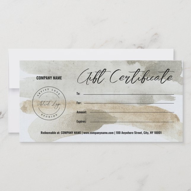 Add Logo & Art Gift Certificate Template Customize (Front)