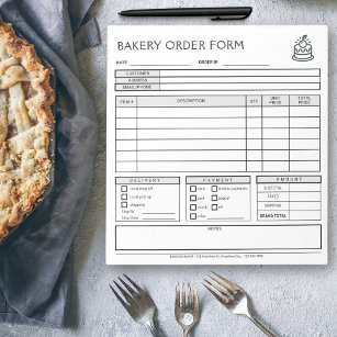 Add Logo Bakery Business Order Form Notepad