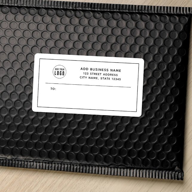 Add Logo Black Border Business Return Address Label (Creator Uploaded)