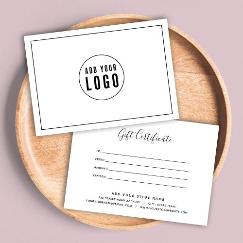 Add Logo Black Border Calligraphy Gift Certificate