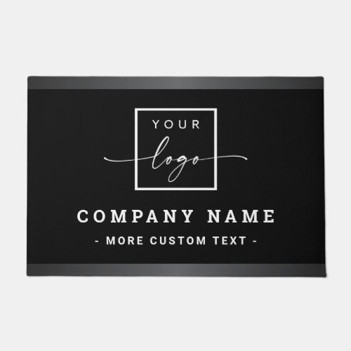 Add logo black dark gray borders business company  doormat