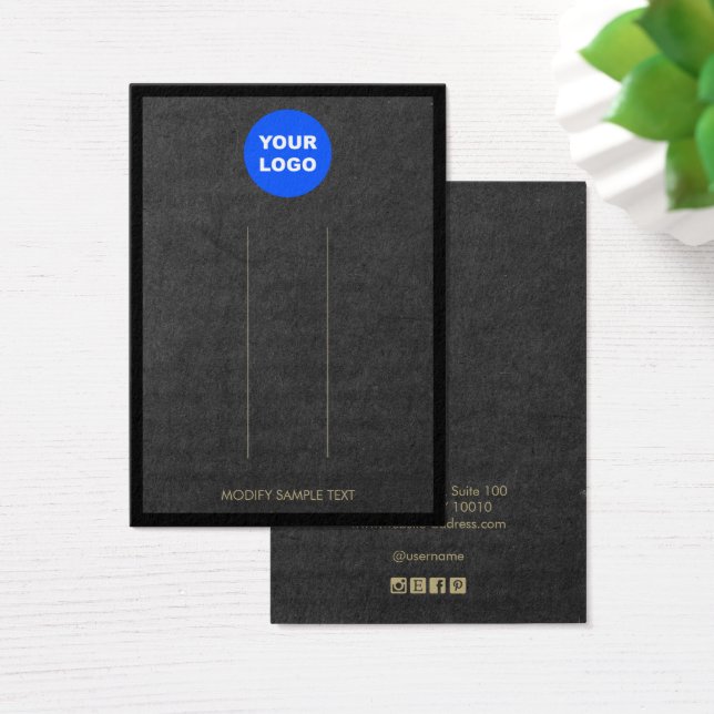 Add Logo Black Kraft Border Hair Clip Display (Desk)