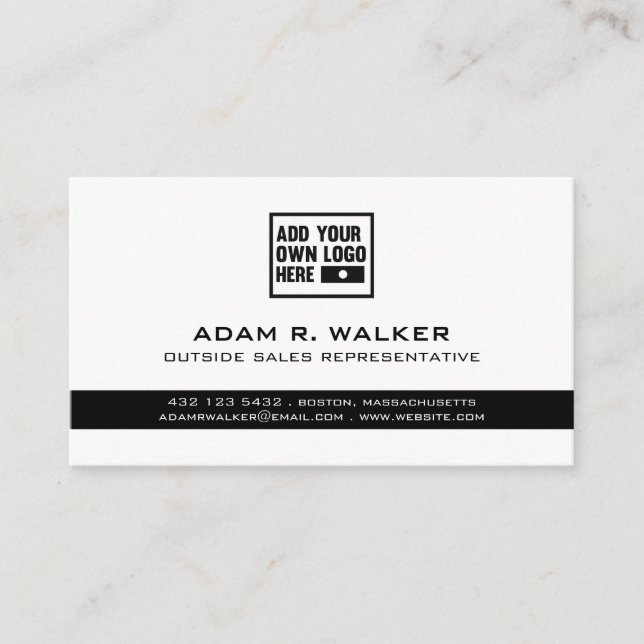Add Logo | Black & White Business Card (Front)