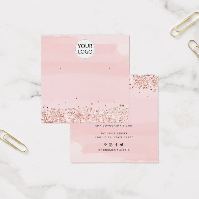 Add Logo Blush Pink Jewelry earring display card (Office)