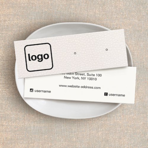 Add Logo Blush Pink Leather Earring Display  Busin Mini Business Card