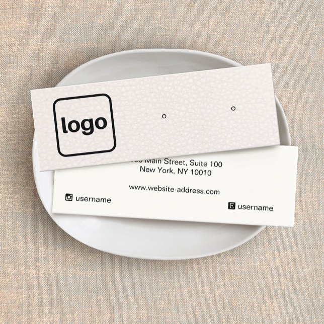 Add Logo Blush Pink Leather Earring Display  Busin Mini Business Card (Creator Uploaded)