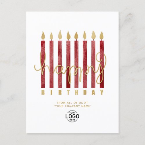 Add Logo Burgundy Candles Business Happy Birthday Holiday Postcard