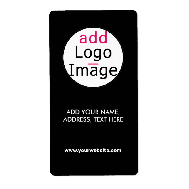 Add Logo Business Chic Customizable Black Brand Label (Front)