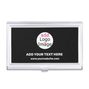 Add Logo Business Chic Customizable Black Minimal  Card Case