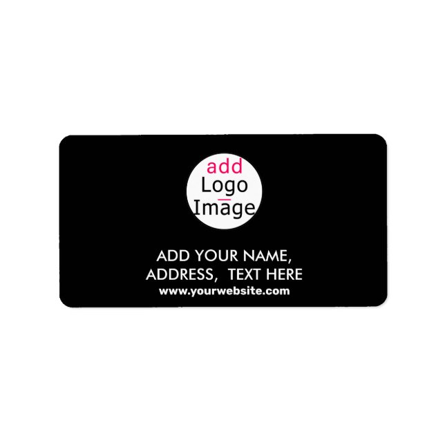 Add Logo Business Chic Customizable Black Minimal  Label (Front)