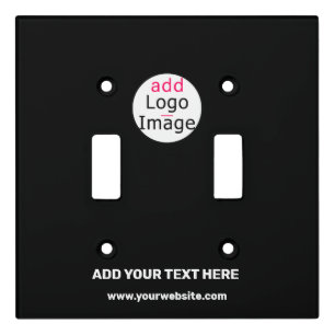 Add Logo Business Chic Customizable Black Minimal Light Switch Cover