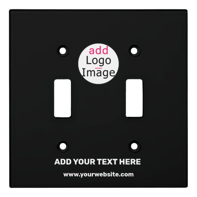 Add Logo Business Chic Customizable Black Minimal Light Switch Cover (Front)