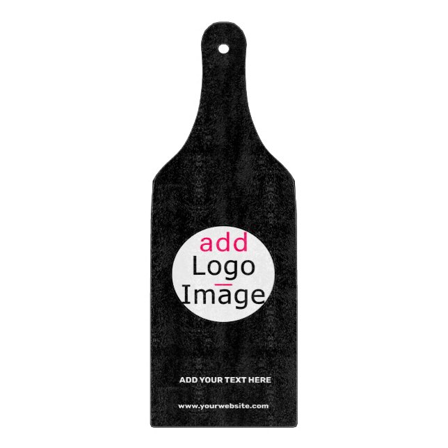 Add Logo Business Chic Customizable Brand Black  Cutting Board (Front)