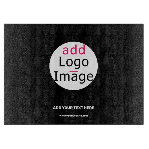 Add Logo Business Chic Customizable Brand Black   Cutting Board