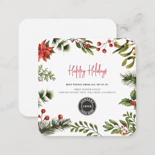 Add Logo Business Christmas Corporate Holidays Note Card