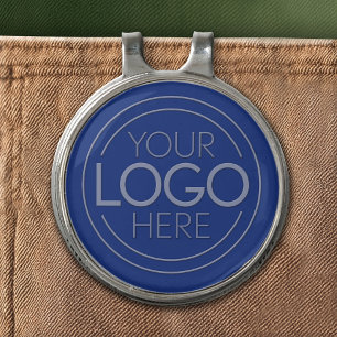 Add Logo Business Professional - Blue Background Golf Hat Clip