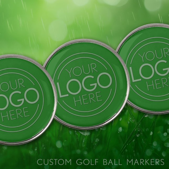 Add Logo Business Professional - Green Background Golf Ball Marker (Custom Golf Ball Markers)