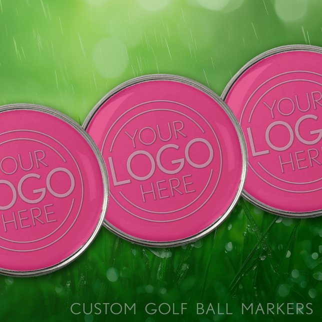Add Logo Business Professional - Pink Background Golf Ball Marker (Custom Golf Ball Markers)