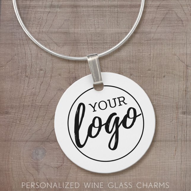 Add Logo Business Professional - White Background Wine Charm (Custom Wine Glass Charm)