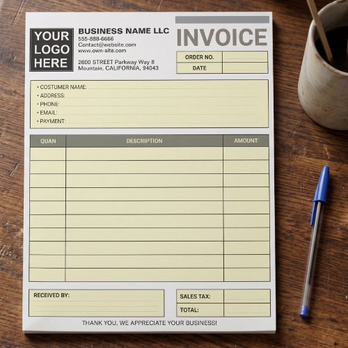 Add Logo Business Sales Form / Receipt | Large Notepad