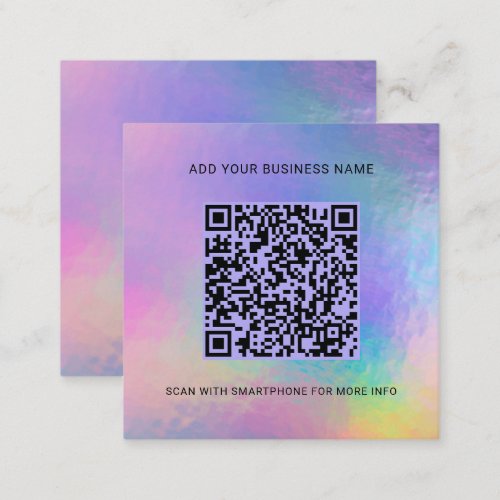 Add Logo Business Website QR Code Holographic Square Business Card