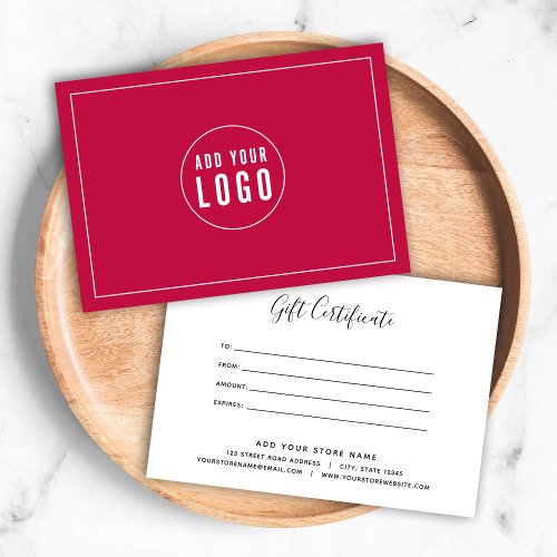 Add Logo Calligraphy Custom Color Gift Certificate