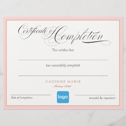 Add Logo Certificate of Completion Award