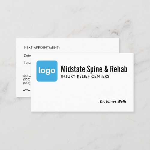 Add Logo Chiropractic Chiropractor Appointment Business Card
