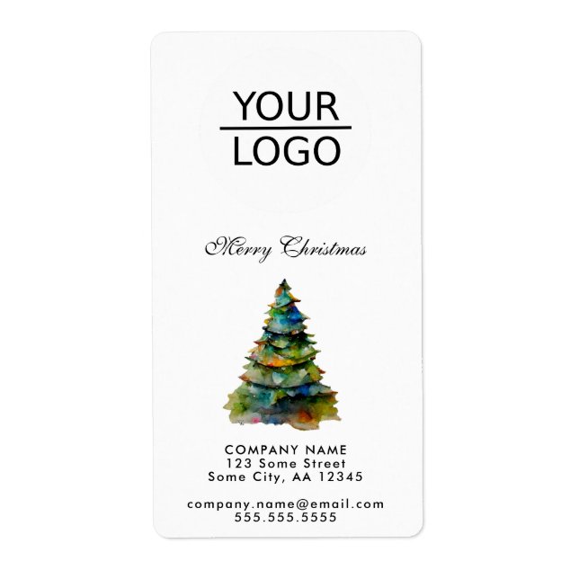Add Logo Christmas Tree Company Address  Label (Front)