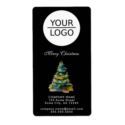 Add Logo Christmas Tree Company Black Address Label