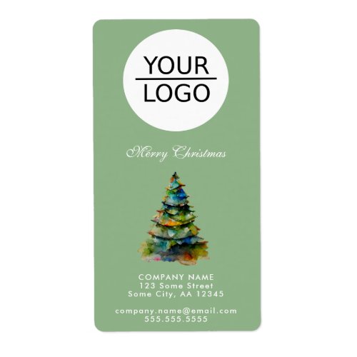 Add Logo Christmas Tree Company Green Address Label
