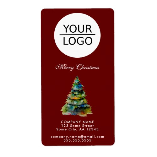 Add Logo Christmas Tree Company Red Address  Label